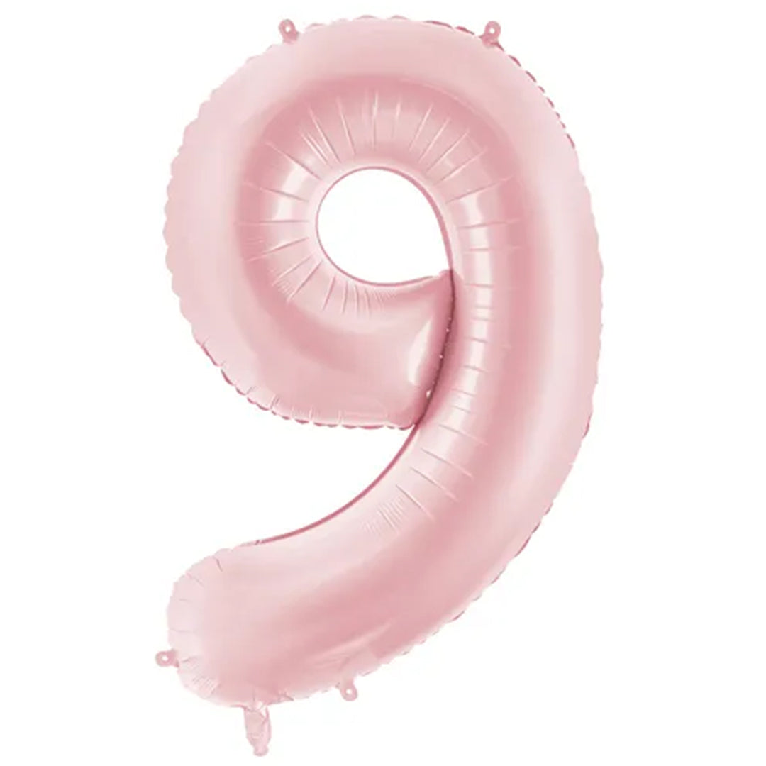Großer Zahlenballon 9 in rosa matt, 86 cm – ideal für Geburtstag, Jubiläum, Hochzeit oder Firmenfeier – mit Helium oder Luft befüllbar