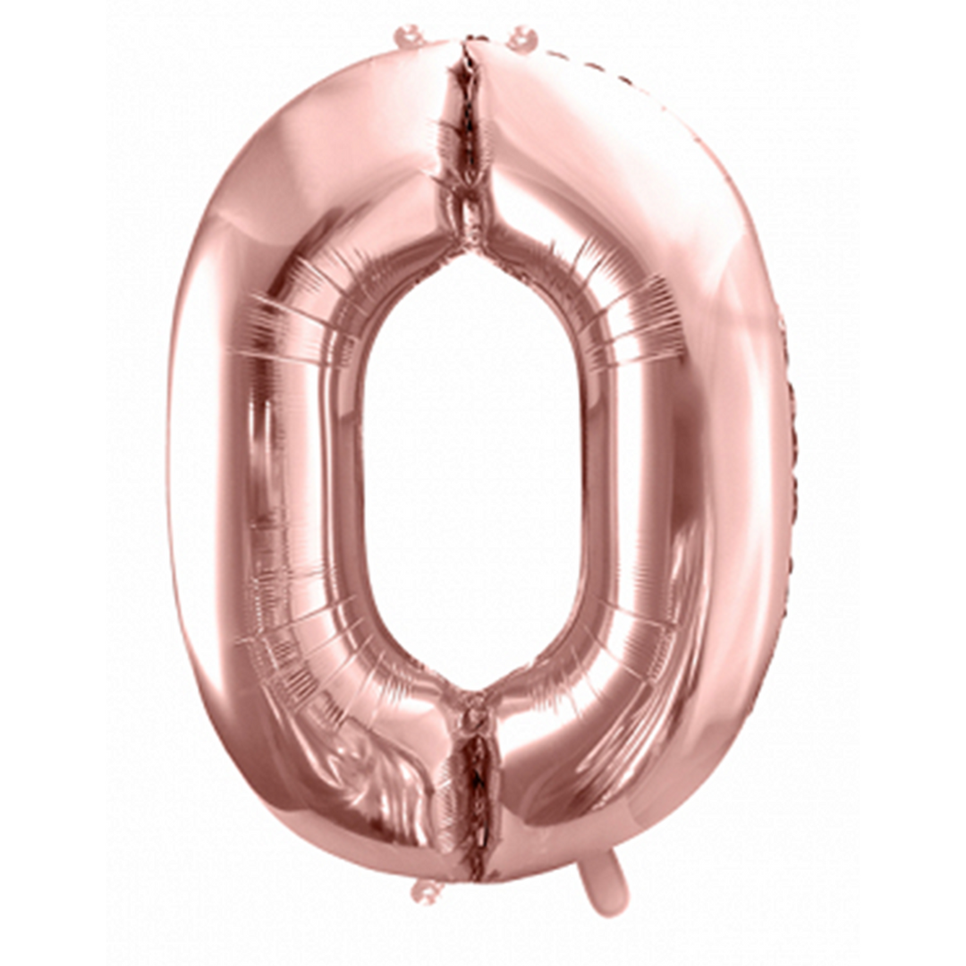 Großer Zahlenballon 0 in roseogold, 86 cm – ideal für Geburtstag, Jubiläum, Hochzeit oder Firmenfeier – mit Helium oder Luft befüllbar