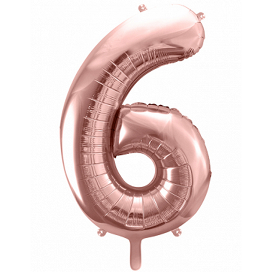 Ballon -  Zahl 6 - Rosegold - 86cm 