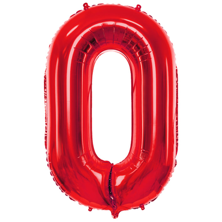 Großer Zahlenballon 0 in rot, 86 cm – ideal für Geburtstag, Jubiläum, Hochzeit oder Firmenfeier – mit Helium oder Luft befüllbar