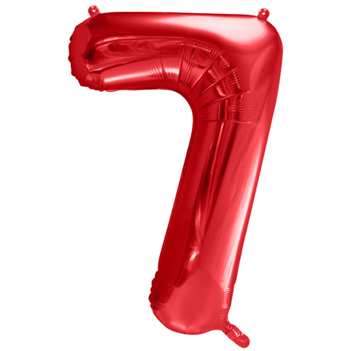 Großer Zahlenballon 7 in rot, 86 cm – ideal für Geburtstag, Jubiläum, Hochzeit oder Firmenfeier – mit Helium oder Luft befüllbar