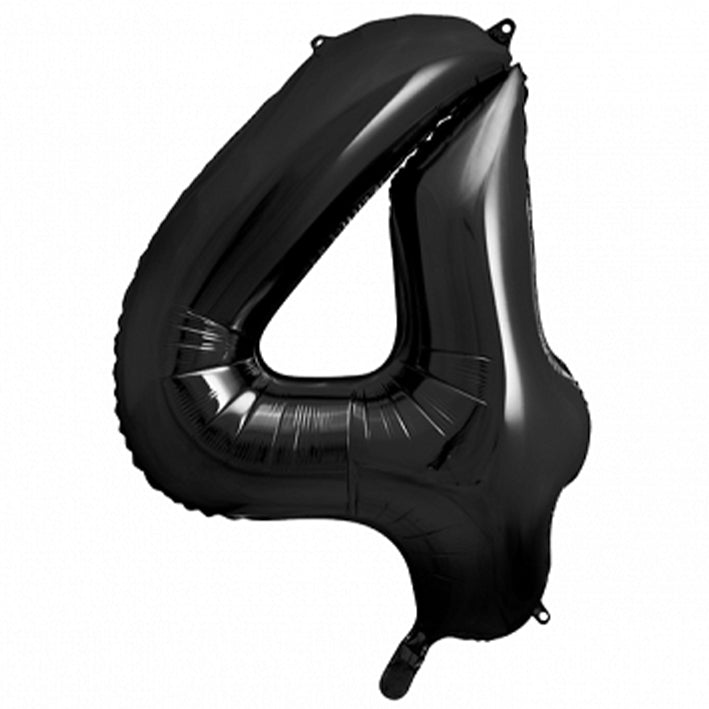 Großer Zahlenballon 4 in schwarz, 86 cm – ideal für Geburtstag, Jubiläum, Hochzeit oder Firmenfeier – mit Helium oder Luft befüllbar