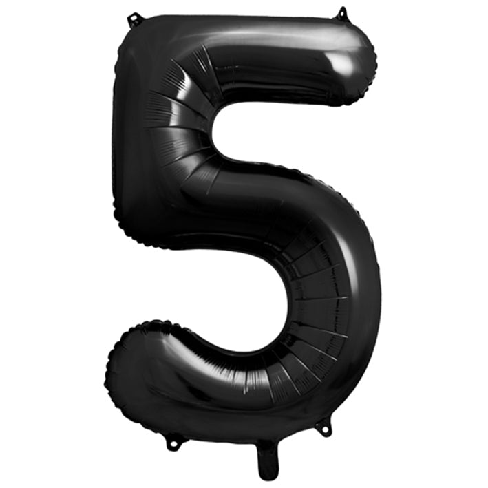 Großer Zahlenballon 5 in schwarz, 86 cm – ideal für Geburtstag, Jubiläum, Hochzeit oder Firmenfeier – mit Helium oder Luft befüllbar