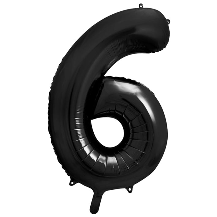 Großer Zahlenballon 6 in schwarz, 86 cm – ideal für Geburtstag, Jubiläum, Hochzeit oder Firmenfeier – mit Helium oder Luft befüllbar