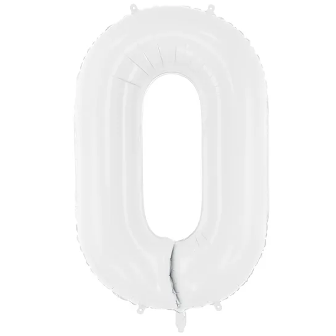 Großer Zahlenballon 0 in weiss, 86 cm – ideal für Geburtstag, Jubiläum, Hochzeit oder Firmenfeier – mit Helium oder Luft befüllbar