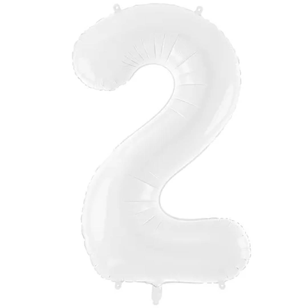 Großer Zahlenballon 2 in weiss, 86 cm – ideal für Geburtstag, Jubiläum, Hochzeit oder Firmenfeier – mit Helium oder Luft befüllbar