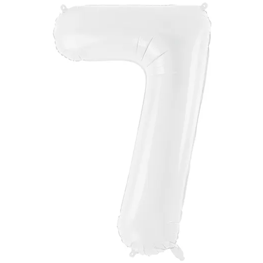 Großer Zahlenballon 7 in weiss, 86 cm – ideal für Geburtstag, Jubiläum, Hochzeit oder Firmenfeier – mit Helium oder Luft befüllbar